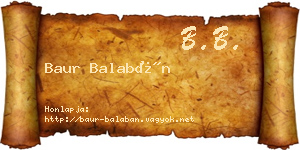 Baur Balabán névjegykártya